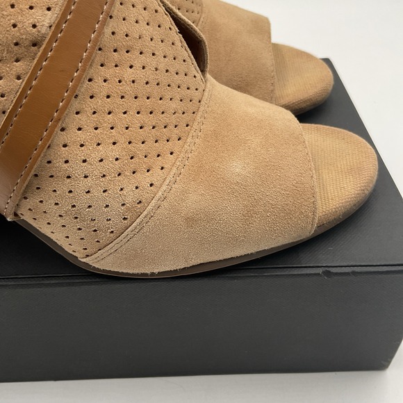 Franco Sarto Fantana Ankle Booties 8.5M Leather Open Toe Strappy Perforated Heel - Picture 9 of 16
